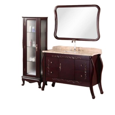 Luxury exquisite solid wood marble countertop bathroom cabinet