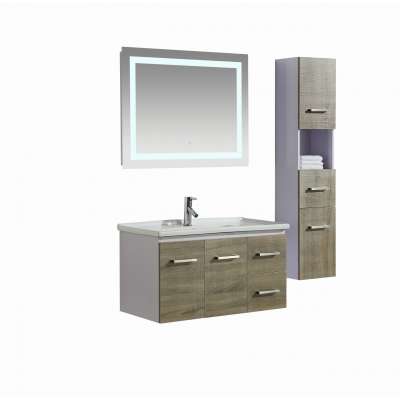 Paint-free MDF Melamine Bathroom Cabinet With Side Cabinet